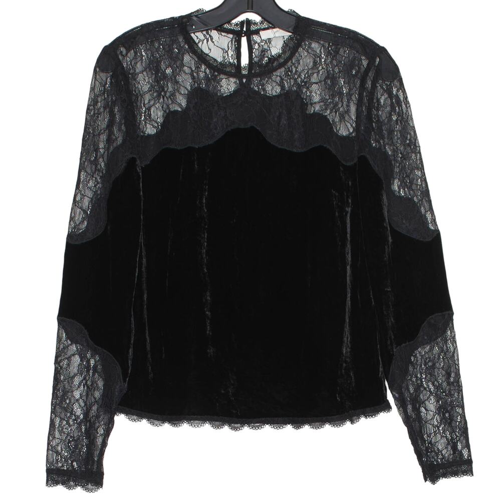 Joie Top Velvet Lace Whimsigoth Witchy Coquette Romantic Victorian Black Small